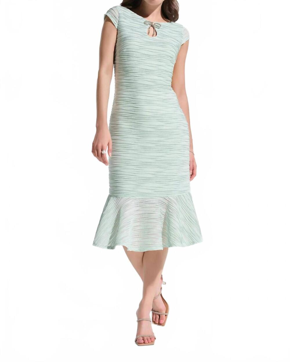 NEW JOSEPH RIBKOFF cascade knit flounce dress in pistachio